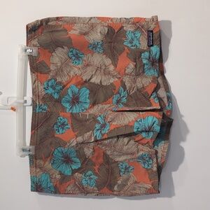 Patagonia Mens Swim Shorts Cusco Orange Hibiscus Size XL 5" Inseam